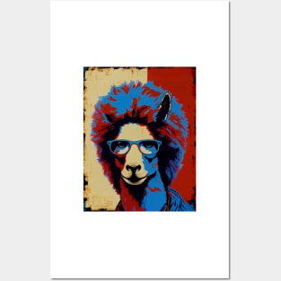 Abstract pop art style portrait of afro llama in glasses Posters and Art